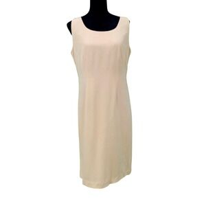 VTG Silk Club Collection Sheath Dress Yellow Size 12 Sleeveless Knee‎ Length